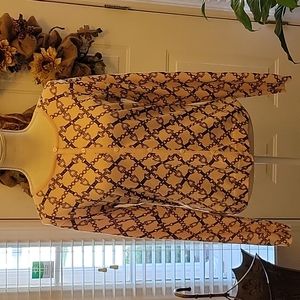 Jones & Co pink brown silk blend cardigan chain buckle print long sleeve Medium…